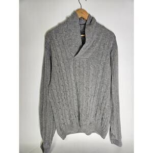 DANIELE BLASI Mens Gray Wool Blend Shawl Collar Italy Made Sweater XL Grandpa